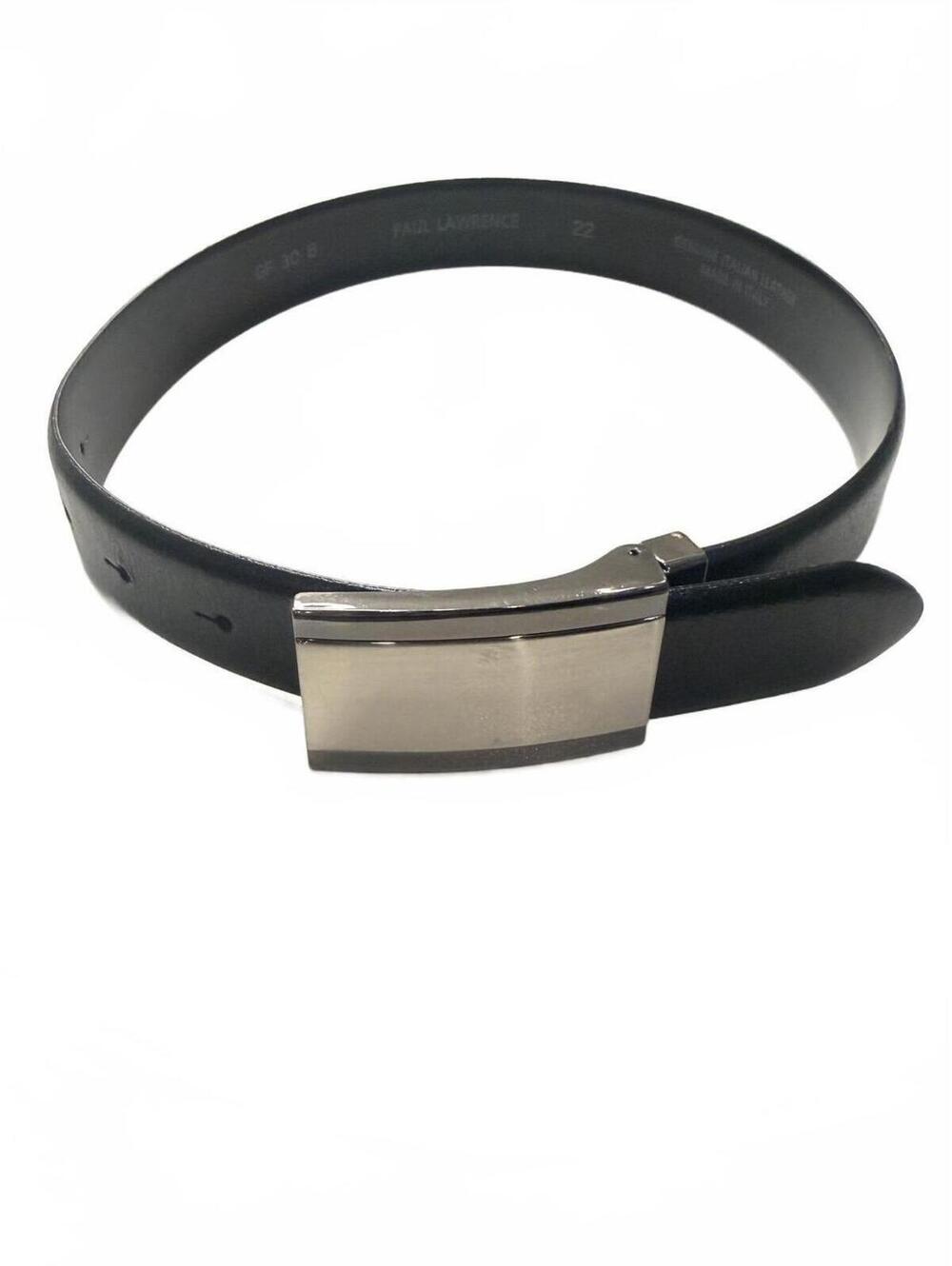 Paul Lawrence Boys Black Italian Leather Belt Silver Plaque Buckle Size 4-6‎